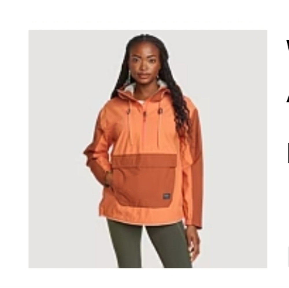 Eddie Bauer Orange Two-Tone Pullover Anorak Jacket